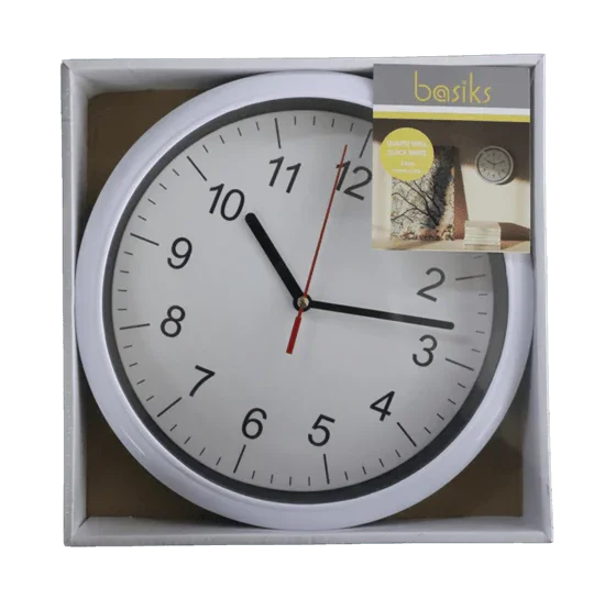 Basiks 23cm Quartz Wall Clock - White/Silver/Black - Cloud Nine Stores
