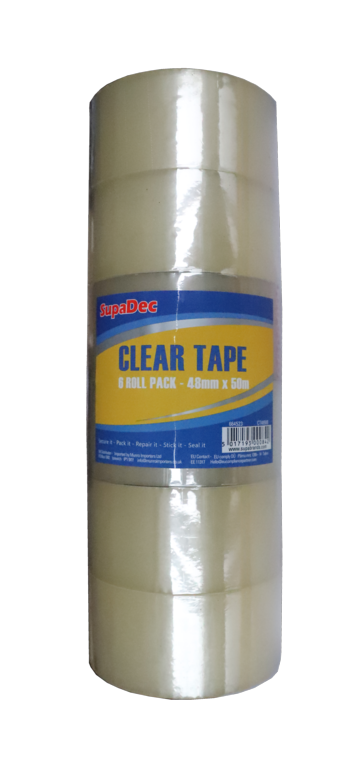 SupaDec Clear Tape Single Roll 48mm x 50m Cloud Nine Stores