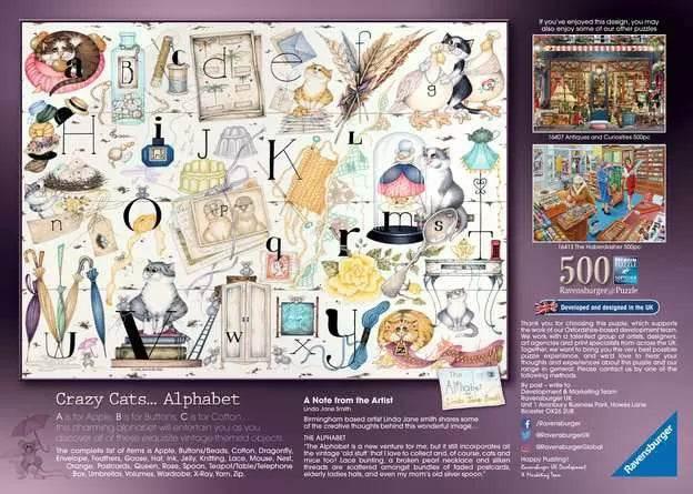 Ravensburger 500 Piece Crazy Cats Alphabet - Cloud Nine Stores