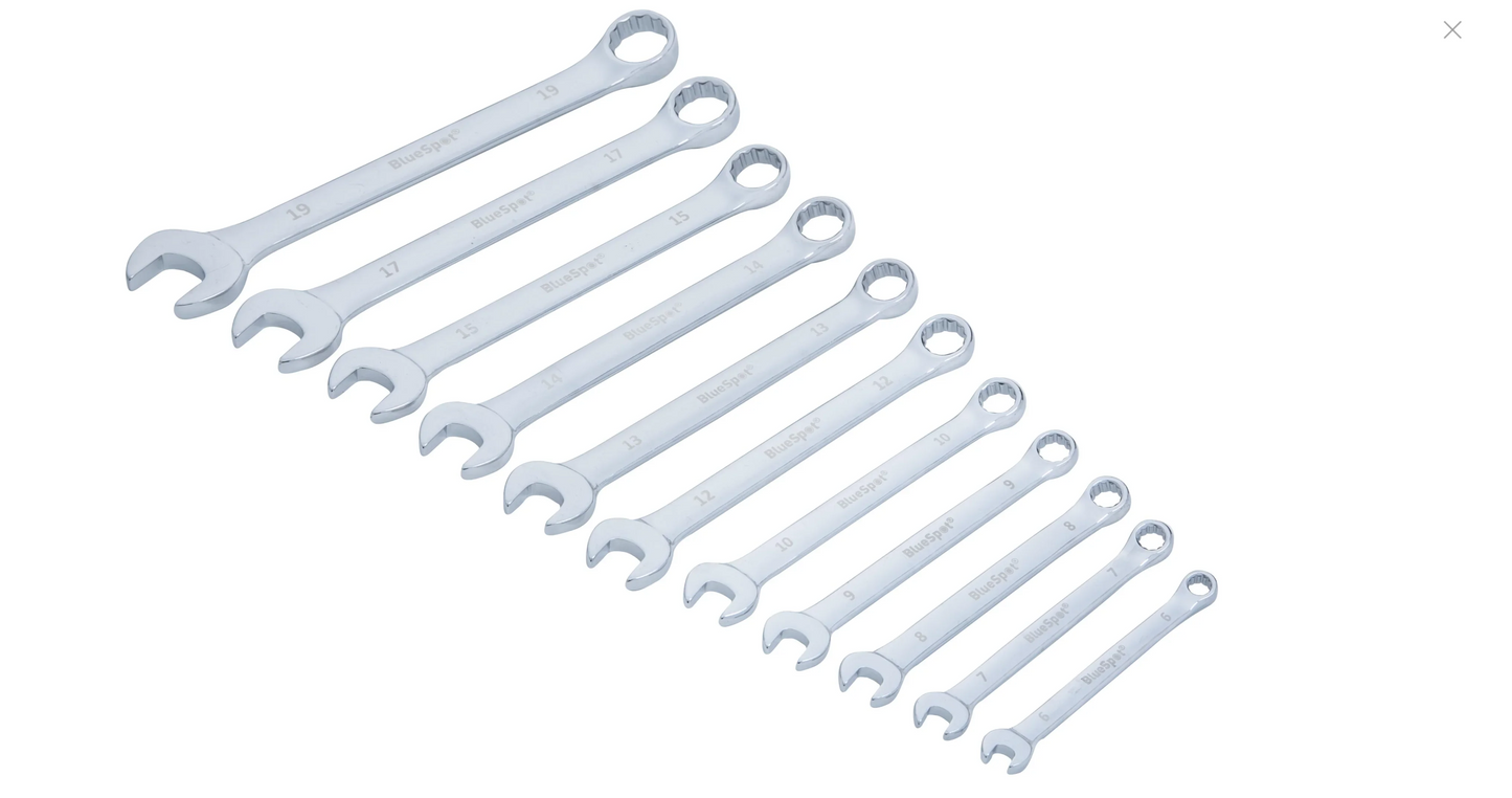 HOME BLUE SPOT TOOLS 11 PCE METRIC COMBINATION SPANNER SET (6-19MM) BLUE SPOT TOOLS 11 PCE METRIC COMBINATION SPANNER SET (6-19MM) 04111 - Cloud Nine Stores