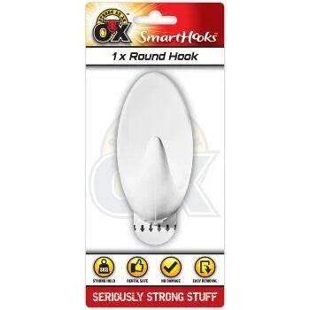 Strong as an Ox SmartHooks White Self Adhesive Large Round Hook, Pack of 1 - Cloud Nine Stores