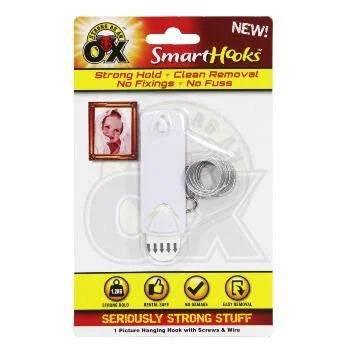 STRONG AS AN OX SMART HOOKS REMOVABLE PICTURE HOOK WITH PICTURE WIRE - Cloud Nine Stores