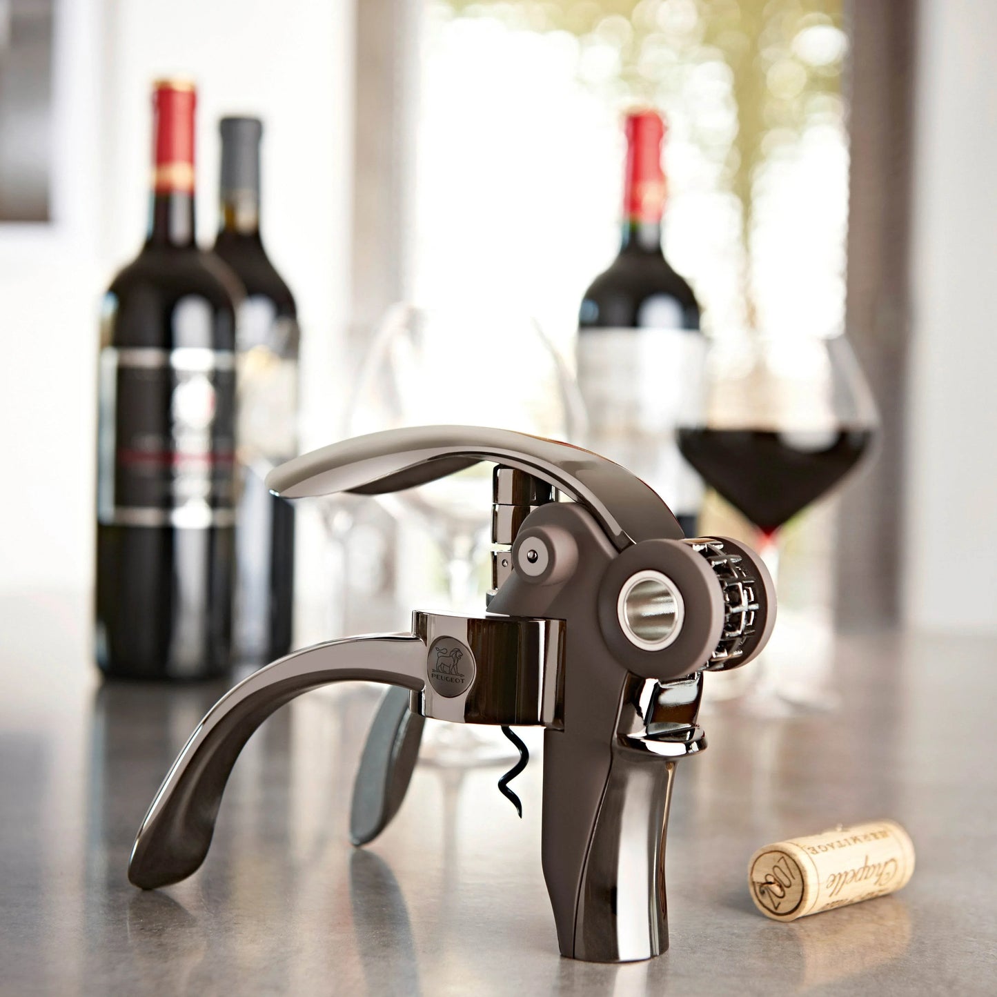 PEUGEOT - Baltaz Dark - Lever Corkscrew + Capsule Cutter - for All Types of Corks - Cloud Nine Stores