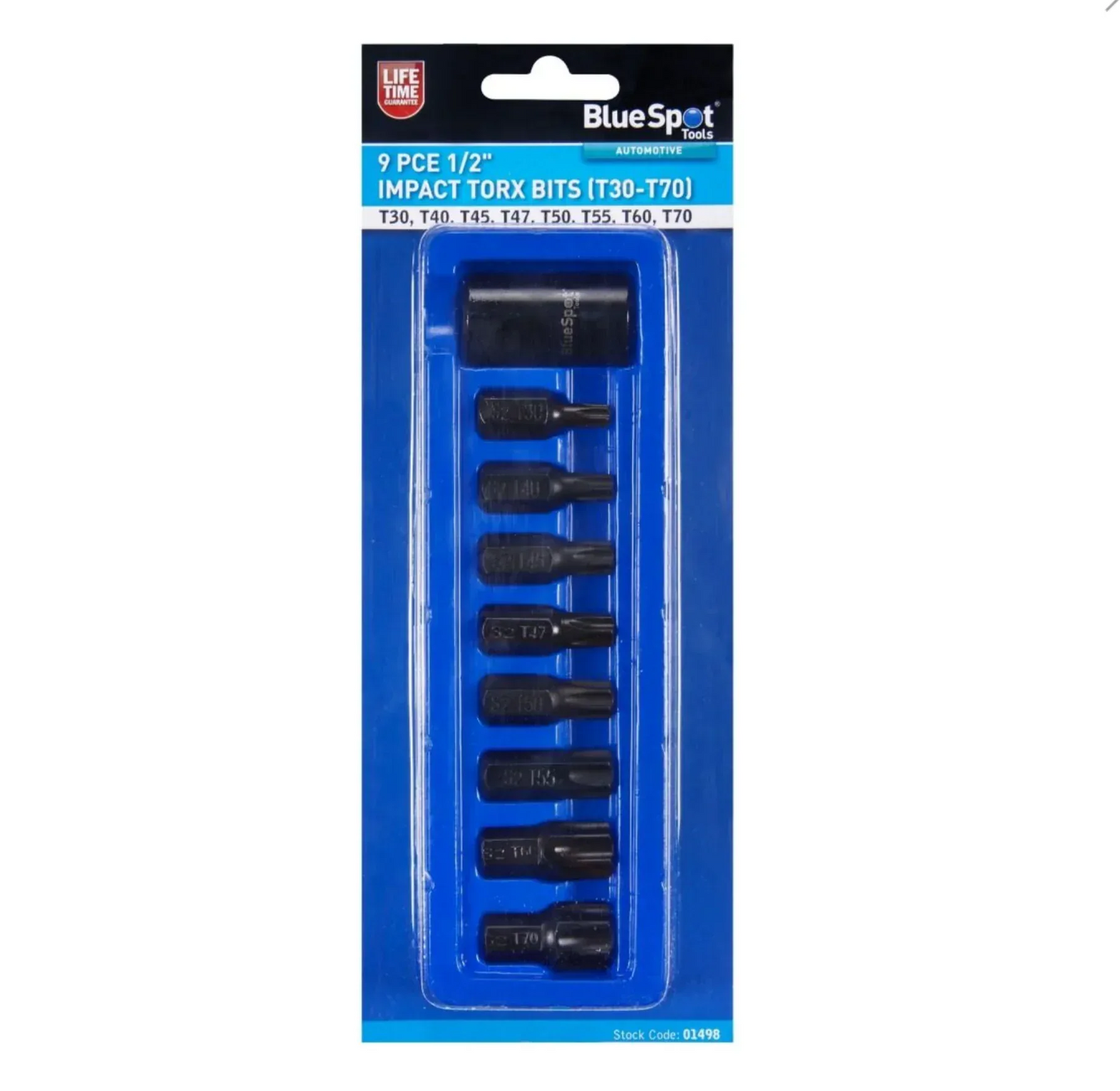 BLUE SPOT TOOLS 9 PCE 1/2" IMPACT TORX BITS (T30-T70) - Cloud Nine Stores Cloud Nine Stores