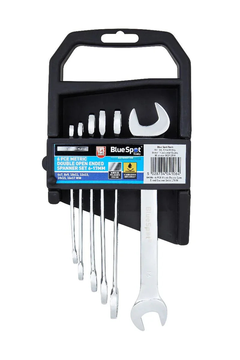 BLUE SPOT TOOLS 6 PCE METRIC DOUBLE OPEN ENDED SPANNER SET (6-17MM) - Cloud Nine Stores
