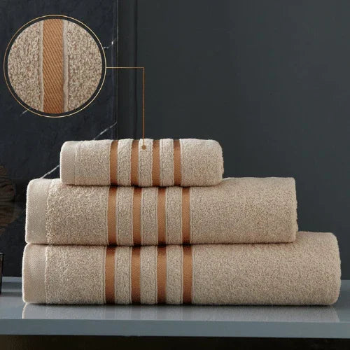 100% Egyptian Cotton Jumbo Bath Sheet Cappuccino - Stripe Detail - Cloud Nine Stores