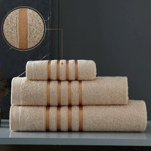 100% Egyptian Cotton Jumbo Bath Sheet Cappuccino - Stripe Detail - Cloud Nine Stores Cloud Nine Stores