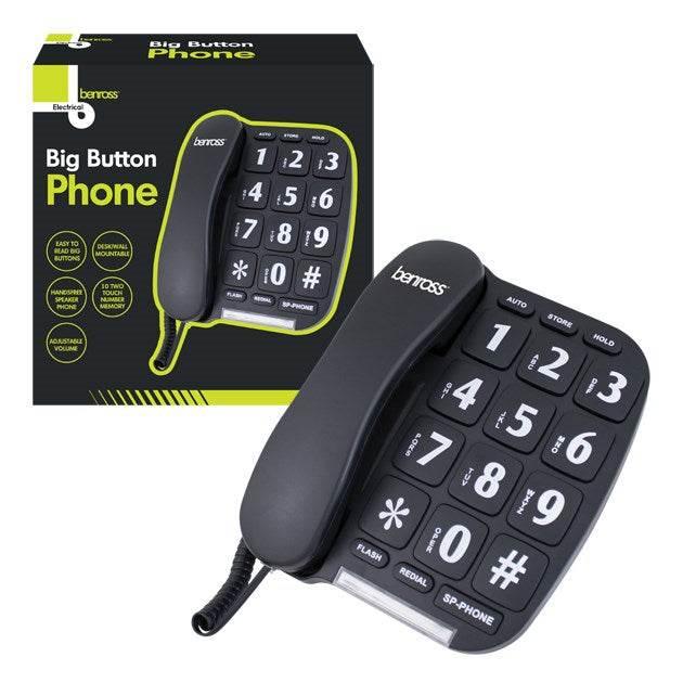 Benross Big Button Landline Telephone - Black - Cloud Nine Stores