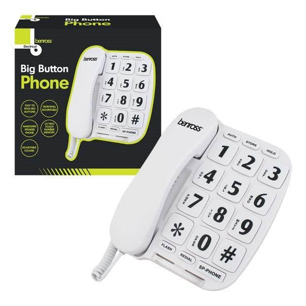Benross Big Button Landline Telephone - White - Cloud Nine Stores