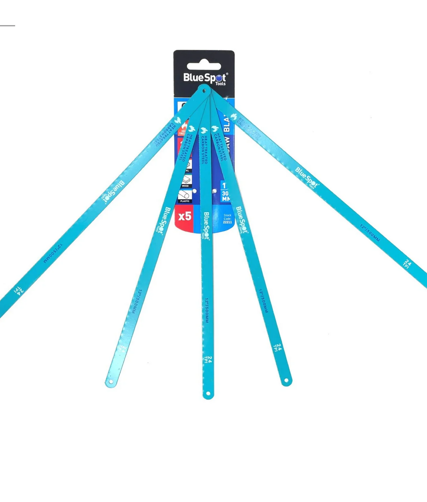 BLUE SPOT TOOLS 5 PCE 300MM (12") 24TPI HACKSAW BLADES