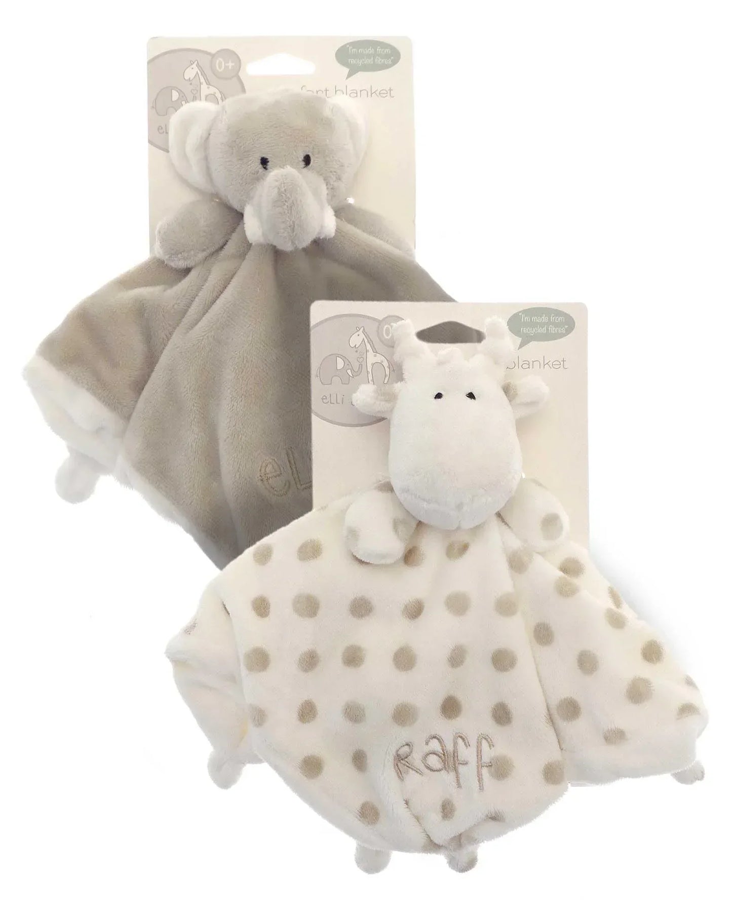 Elli & Raff Embroidered Comfort Blanket - Eco Friendly Super Soft Toy for Babies and Toddlers - Cloud Nine Stores Cloud Nine Stores
