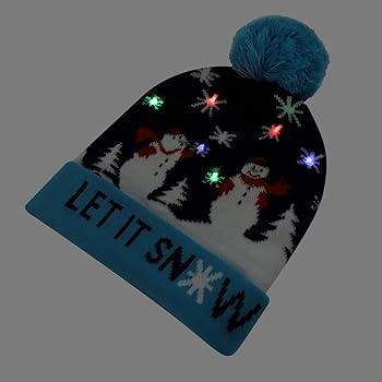 Unisex Christmas Pom Pom Hat With Flashing LED Light - Cloud Nine Stores Cloud Nine Stores