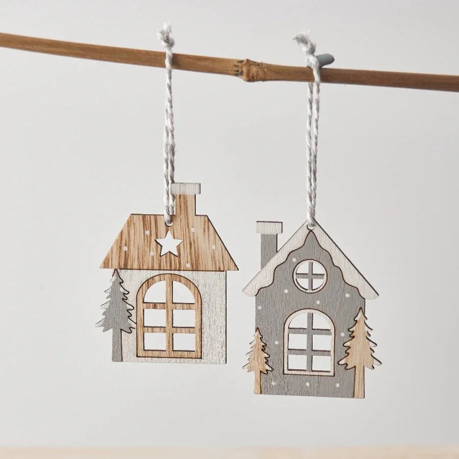 Festive Grey House Hangers, 8 Pack - Cloud Nine Stores