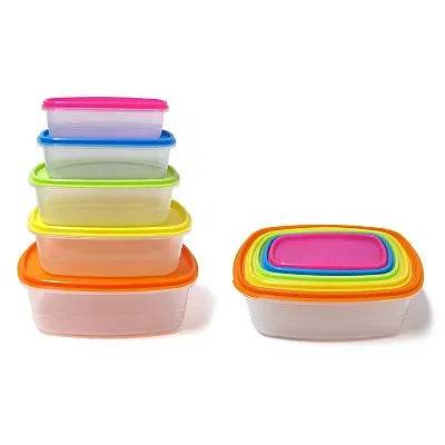 Chef Aid Rectangular Plastic Storage Containers Set, 6pcs, Multi-Colour - Cloud Nine Stores
