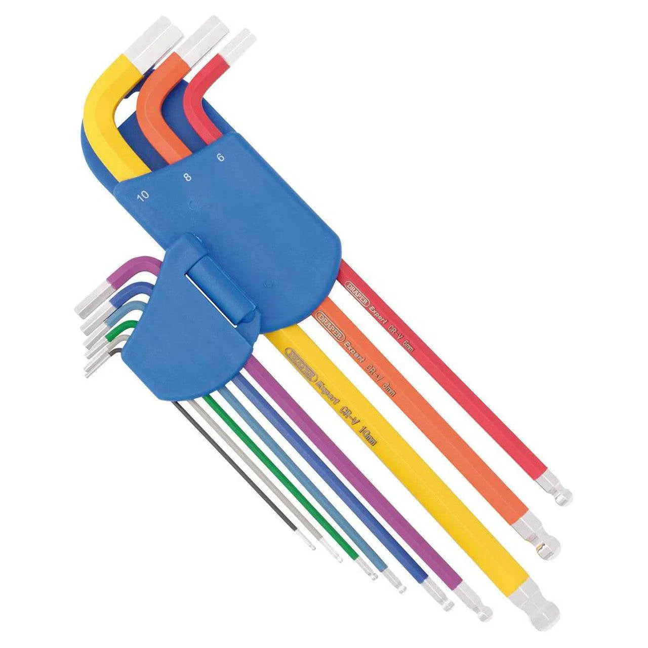 Draper Expert Metric Extra Long Hex. and Ball End Key Set, Colour Coded (9 Piece) - Cloud Nine Stores