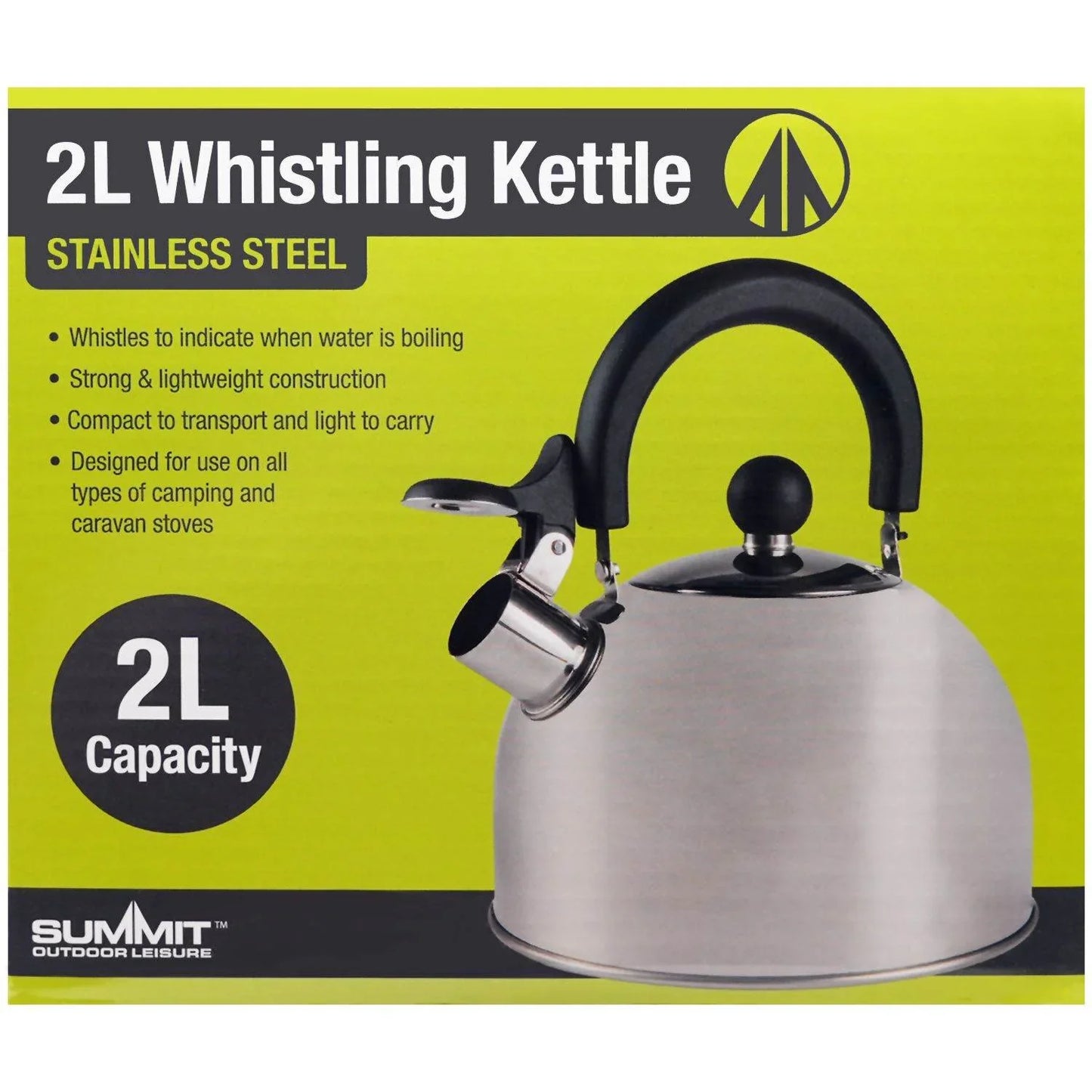 Summit 2L Stainless Steel Camping Whistling Kettle, Silver - Cloud Nine Stores