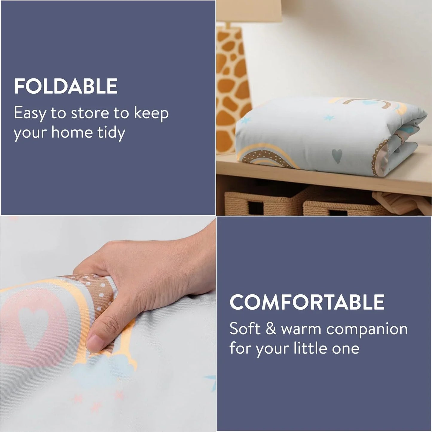 LUKA & LILY 100X100 FOLDABLE BABY PLAY MAT WHITE CLOUDS