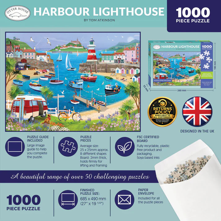 Harbour Lighthouse 1000 Piece Jigsaw Puzzle Cloud Nine Stores
