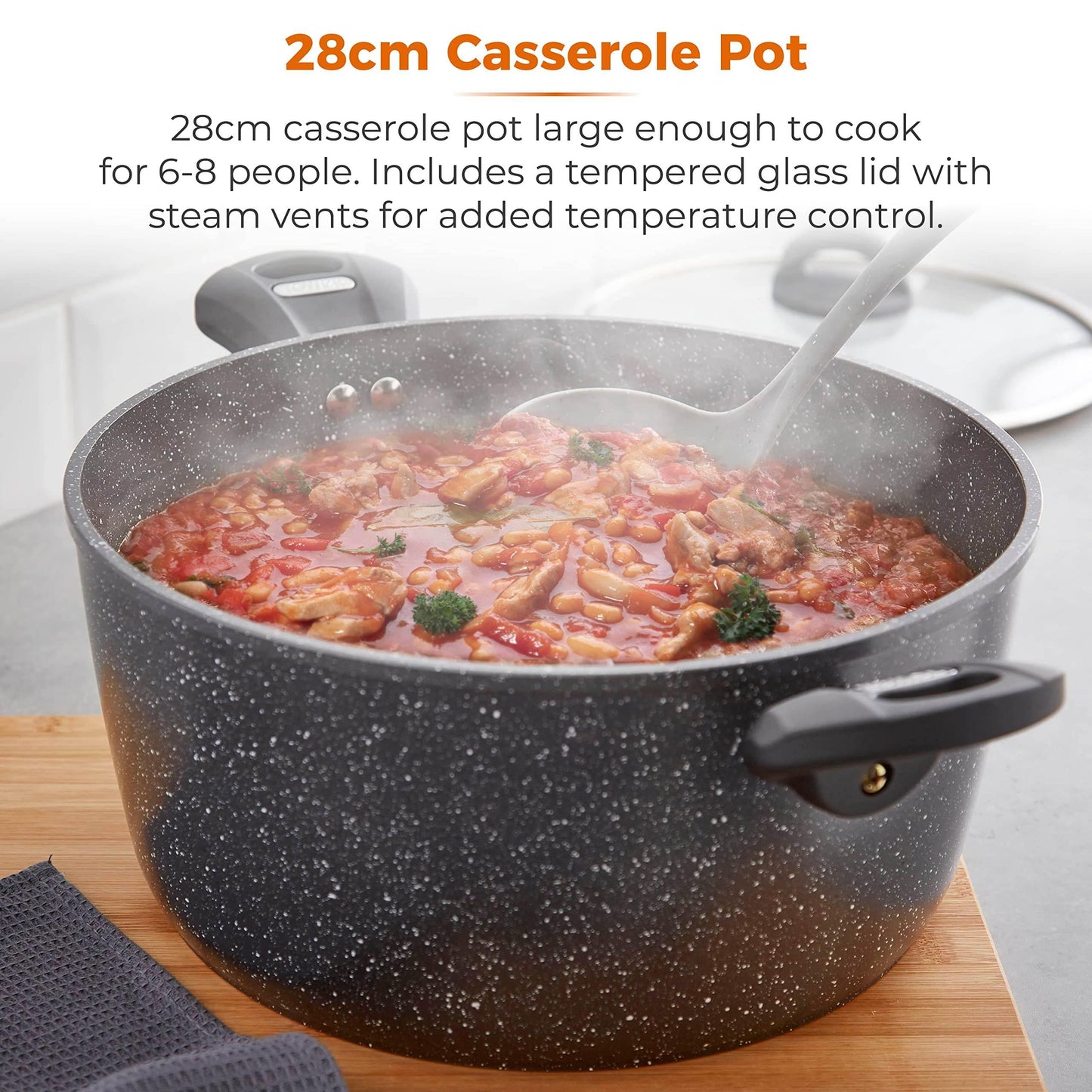 Tower 28cm Cerastone Forged Aluminium Casserole Pot - Cloud Nine Stores