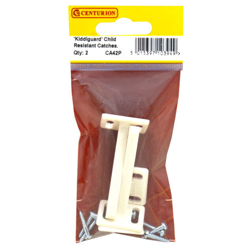 60mm White Plastic Kiddiguard Catch (Pack of 2) Cloud Nine Stores