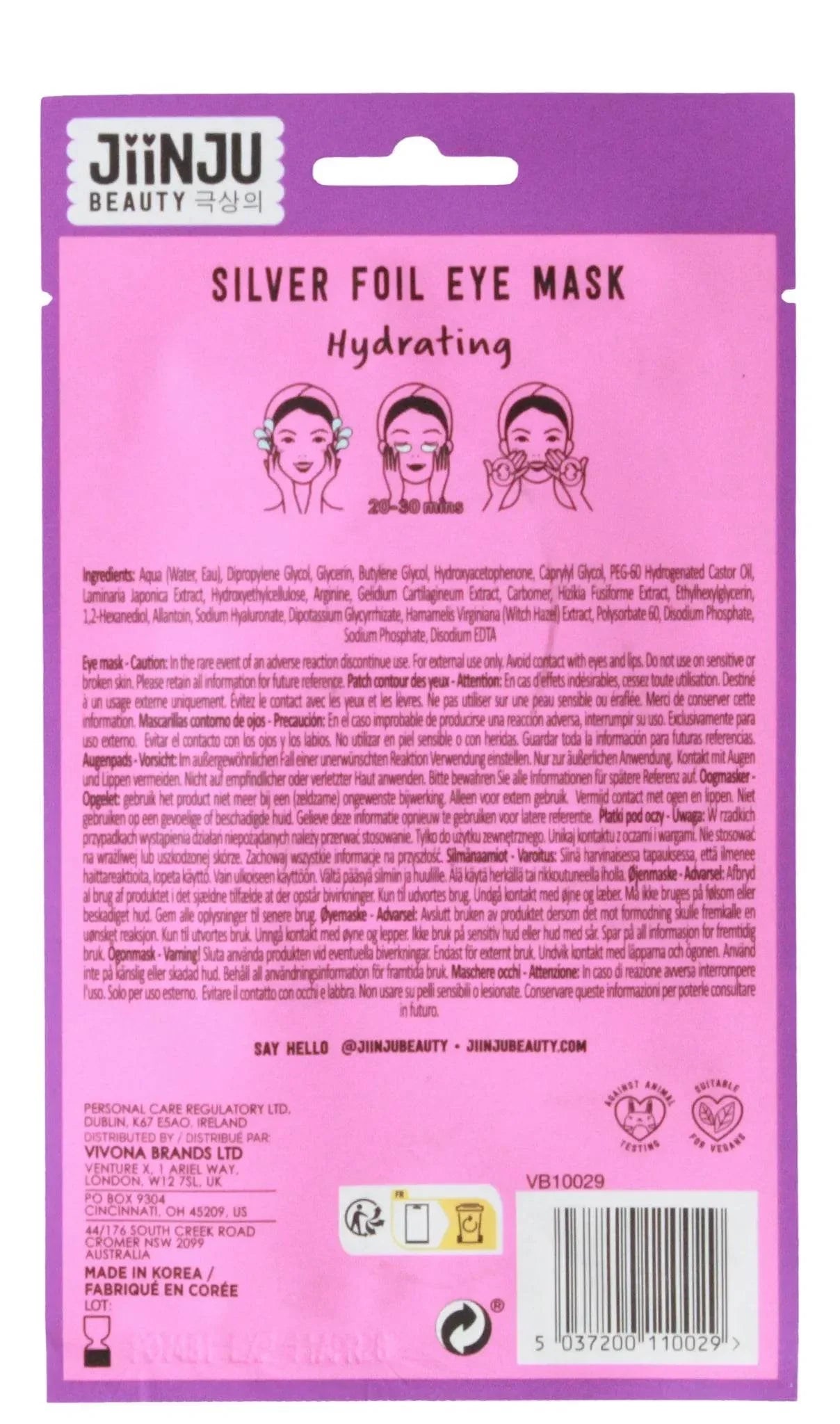JIINJU Hydrating Silver Foil Eye Mask - Cloud Nine Stores