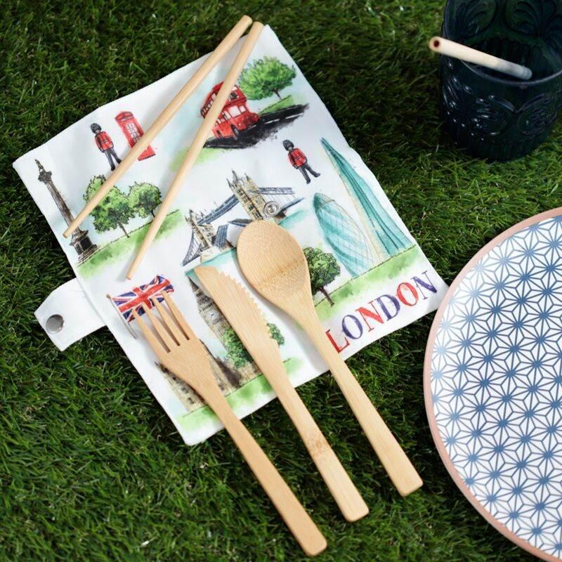 London Tour 100% Natural Bamboo Cutlery 6 Piece Set - Cloud Nine Stores