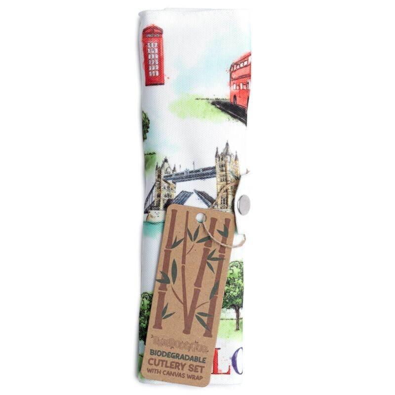 London Tour 100% Natural Bamboo Cutlery 6 Piece Set - Cloud Nine Stores