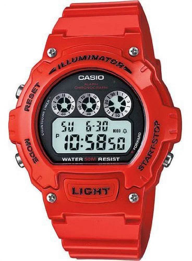 Casio Mens Fashion Sports Digital waterproof Digital Black Face Red Resin Strap Watch - Cloud Nine Stores
