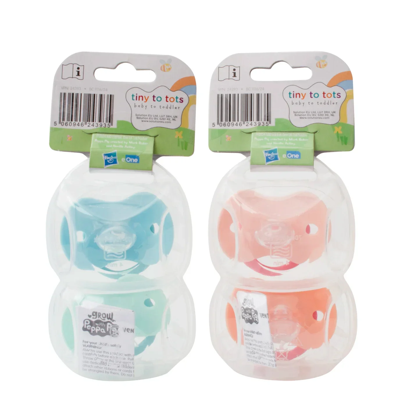 PEPPA PIG GROW WITH PEPPA SOOTHERS WITH STERILISER CASE ASSORTED COLOURS 2 PACK