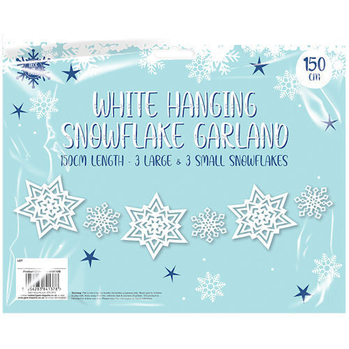 White Hanging Snowflake Garland