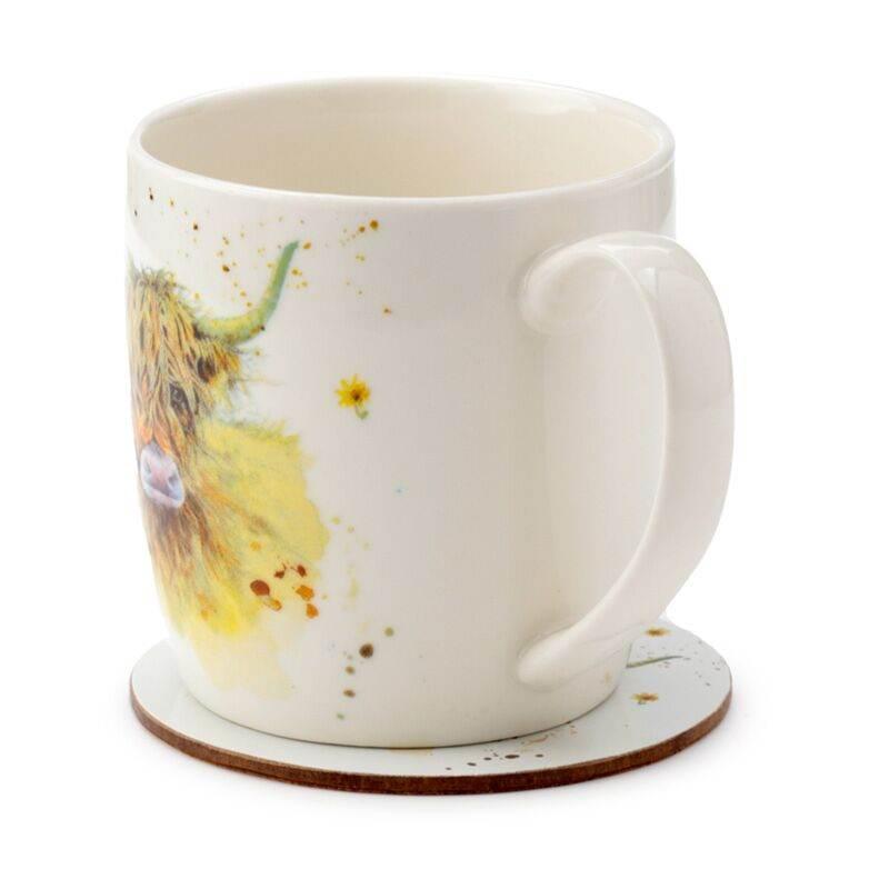 Jan Pashley Highland Coo Cow Porcelain Mug & Coaster Set - Cloud Nine Stores