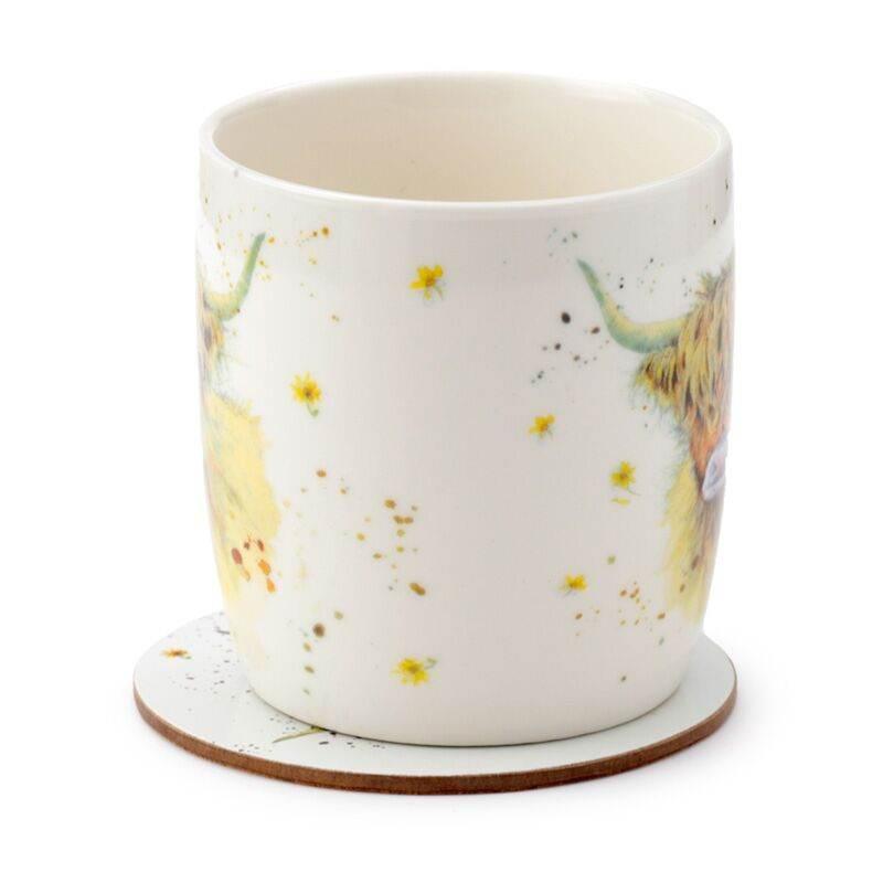 Jan Pashley Highland Coo Cow Porcelain Mug & Coaster Set - Cloud Nine Stores