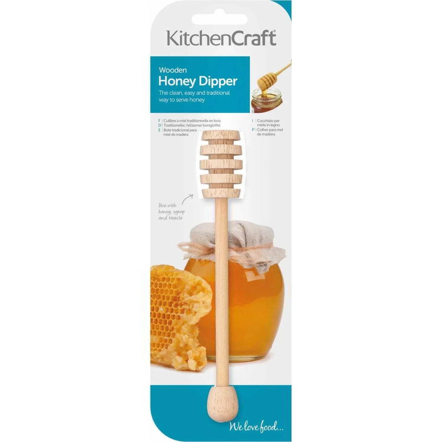 KitchenCraft Wooden Honey Dipper, 16 cm - Cloud Nine Stores