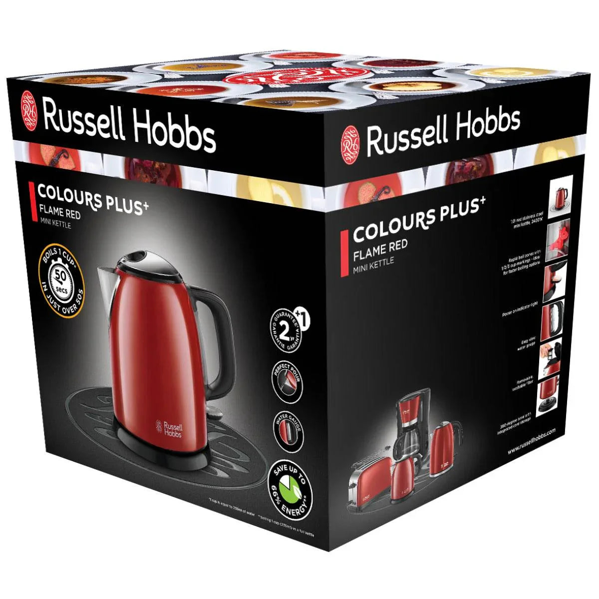 Russell Hobbs Electric Kettle Colours Plus Flame Red - Cloud Nine Stores