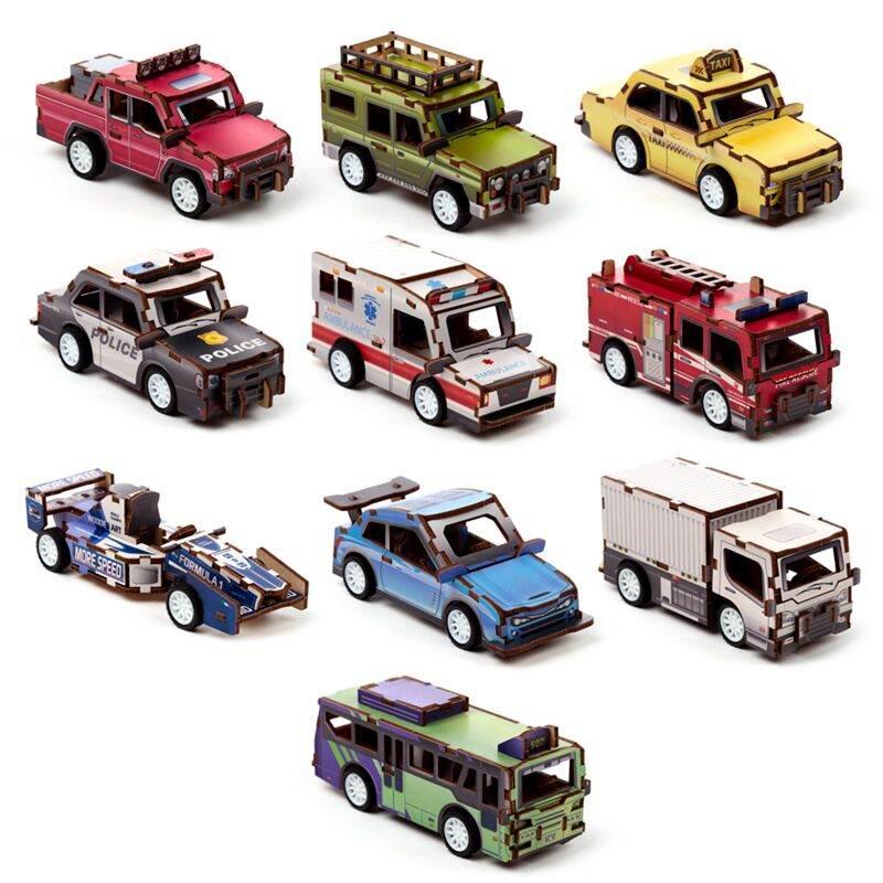 Motor Vehicles 24 Piece Kids 3D Wooden Jigsaw Puzzle - Cloud Nine Stores