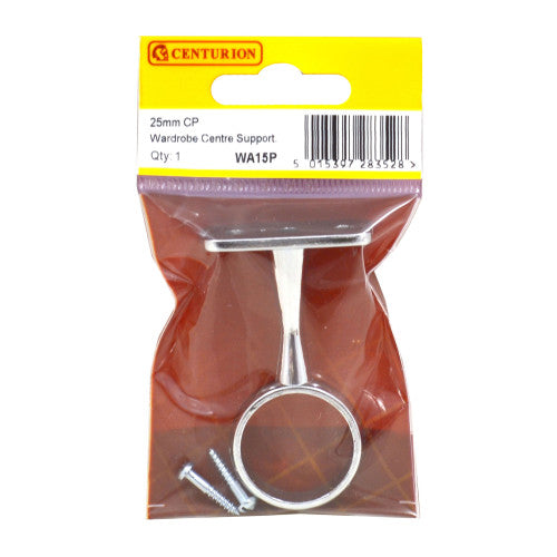 CENTURION 25mm (1") Wardrobe Centre Supports - Chrome Plated - Pack Qty 1 Cloud Nine Stores