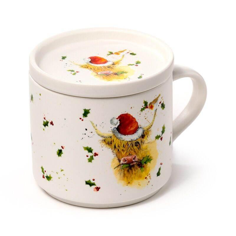 Christmas Jan Pashley Highland Coo Porcelain Mug & Coaster Lid Set - Cloud Nine Stores