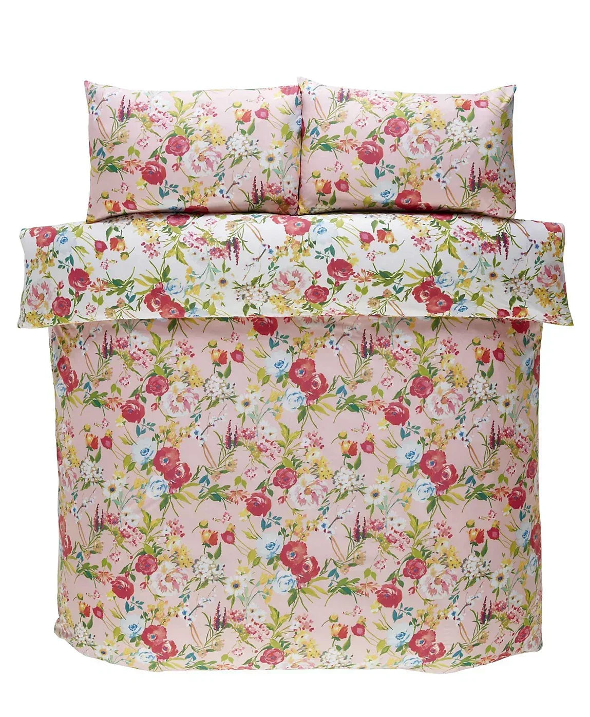 Ashbourne Floral Duvet Cover Set Reversible Bedding Blush - Double - Cloud Nine Stores