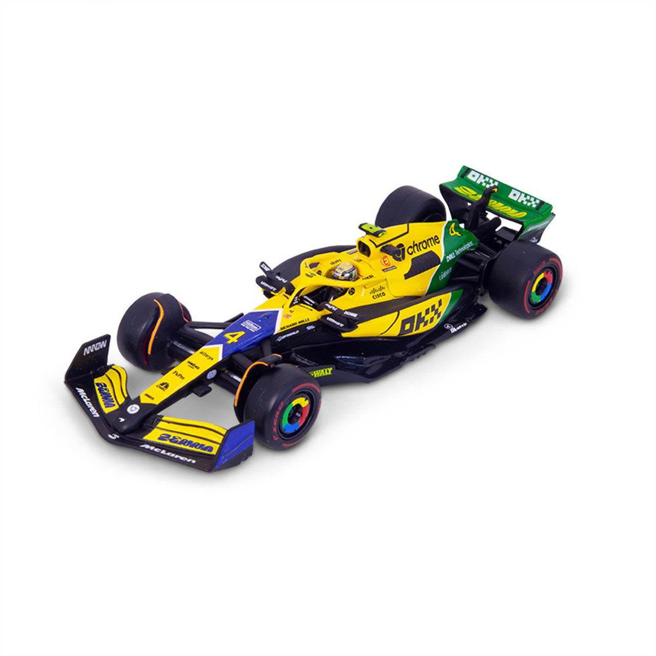Bburago F1 McLaren F1 MCL38 2024 No.4 With Helmet - Lando Norris Senna Livery 1/43 Scale Model - Cloud Nine Stores