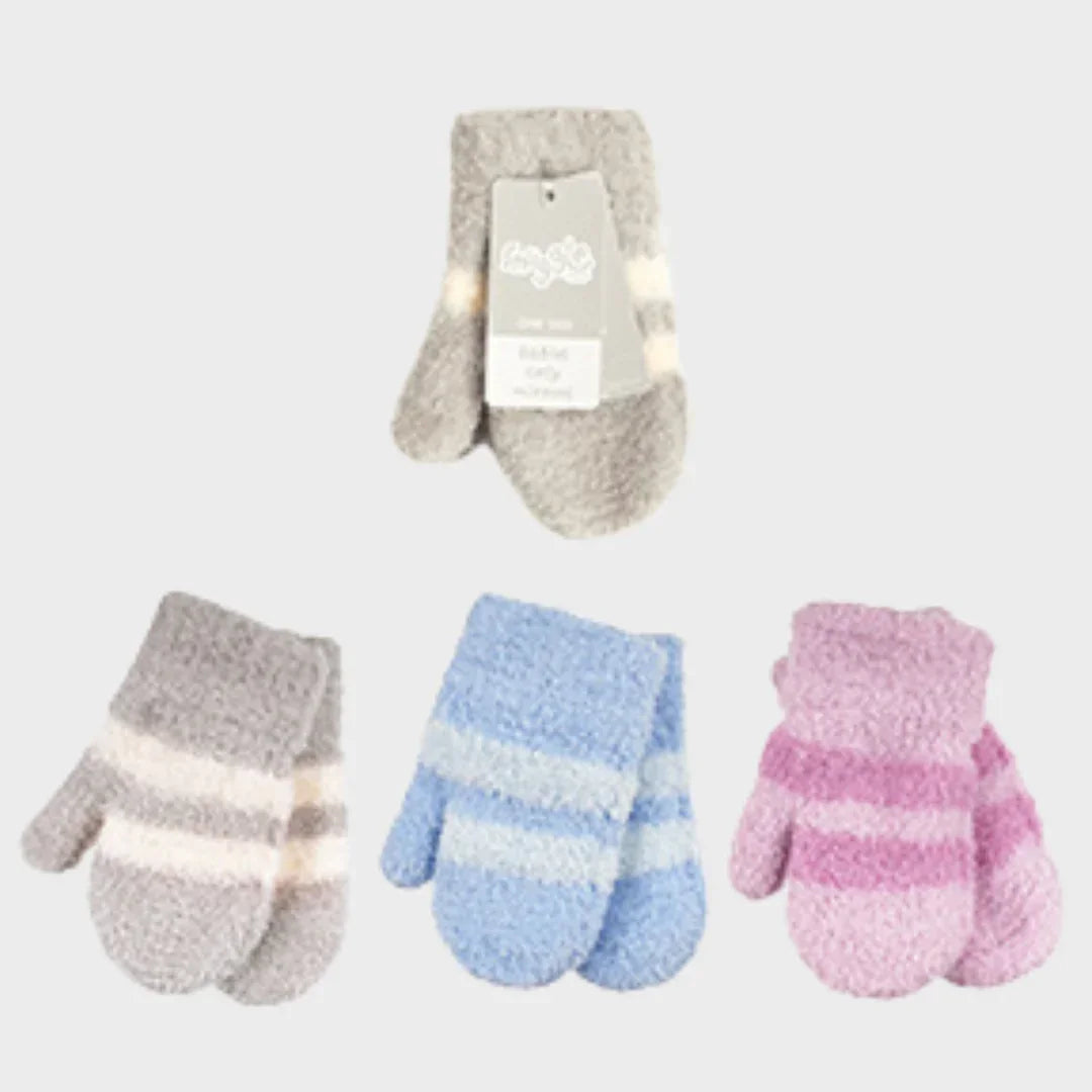 Babies Soft Touch Striped Mittens Light Mix - Cloud Nine Stores