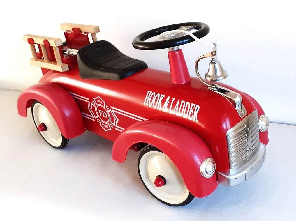 Vintage Hook & Ladder Fire Ladder Truck No.891 Chief Metal Ride On By Schylling - Cloud Nine Stores