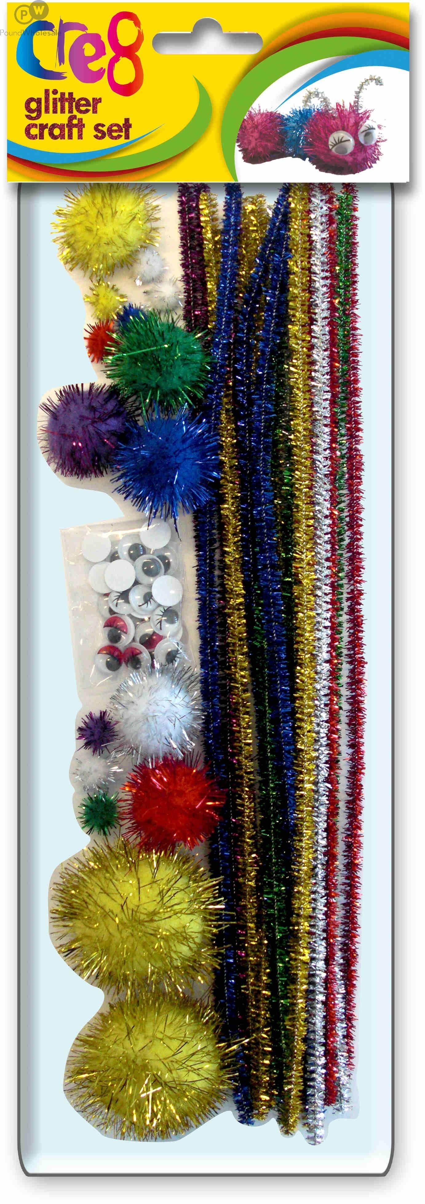 Glitter craft set pipe cleaners, pompoms and googly eyes - Cloud Nine Stores