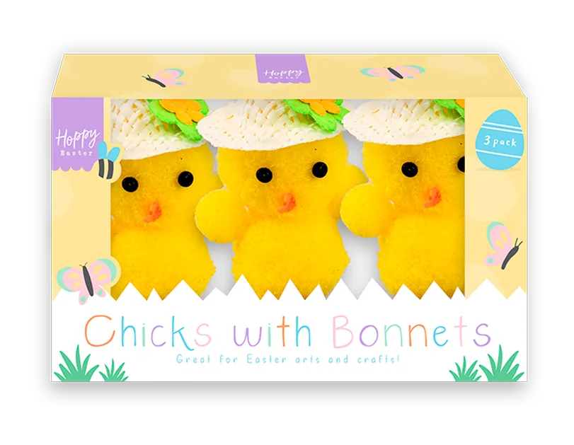 Easter Chicks with Bonnets 3pk Cloud Nine Stores