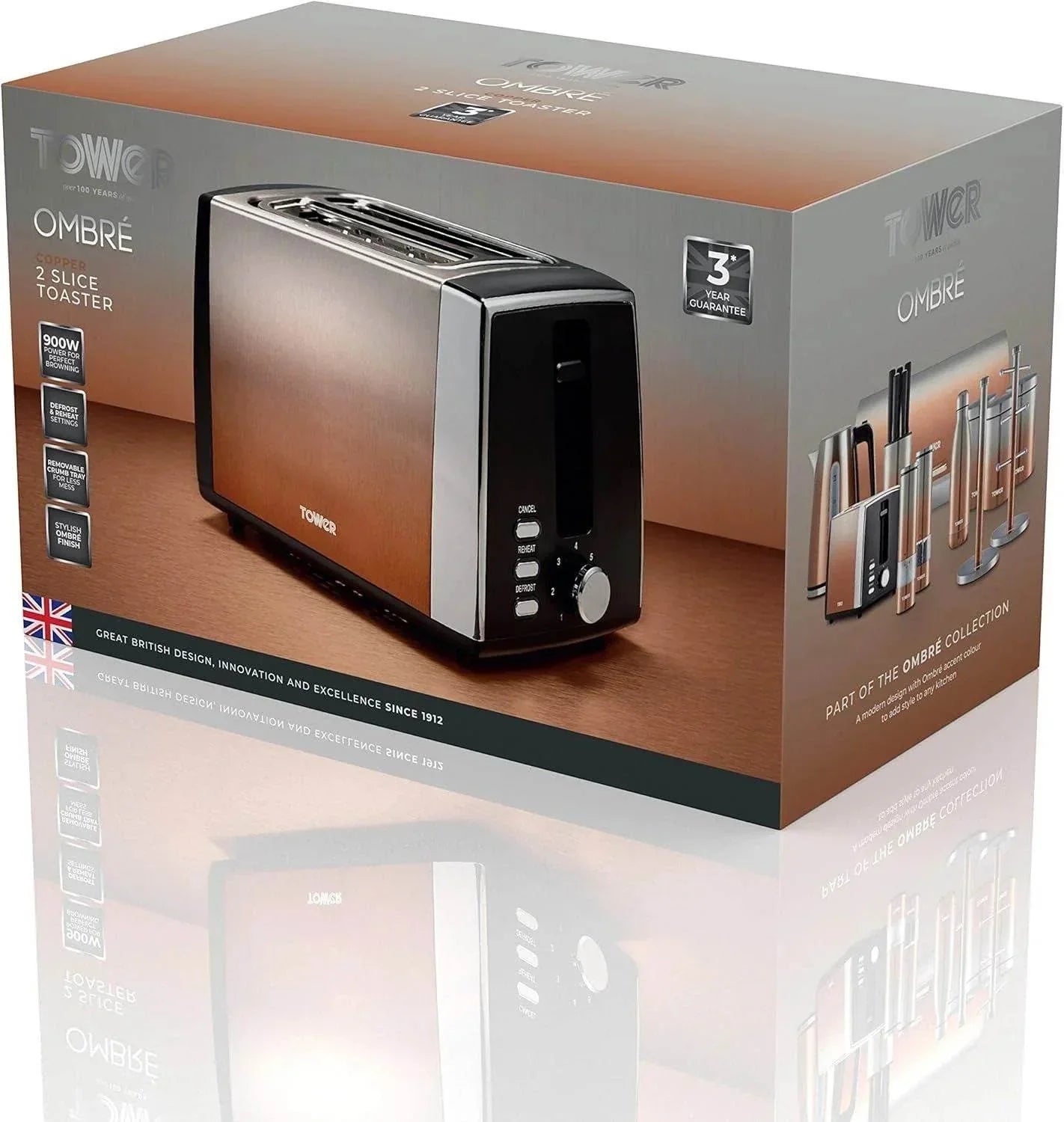 Tower Infinity Ombre 2 Slice Toaster 900W - Cloud Nine Stores
