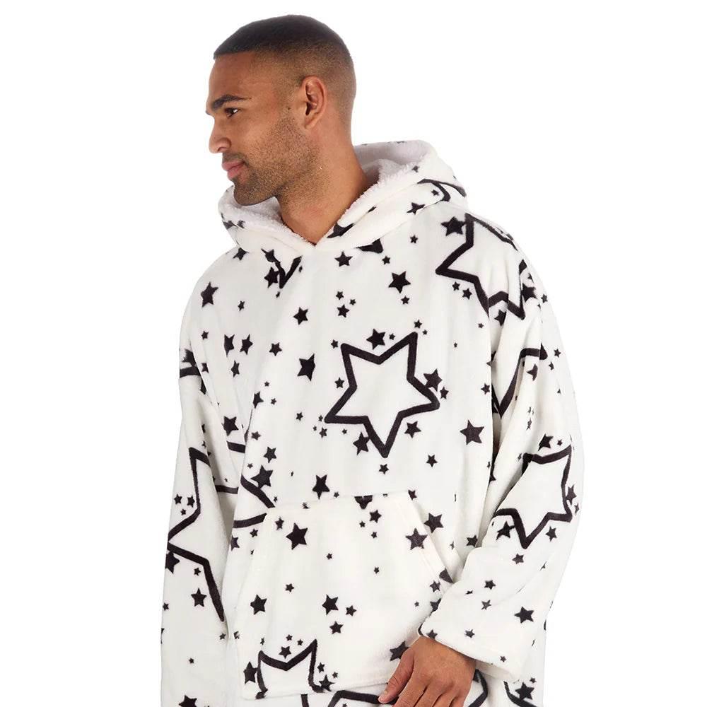 ADULTS STARS DESIGN PLUSH OVERSIZED HUGGABLE HOODIE - Cloud Nine Stores