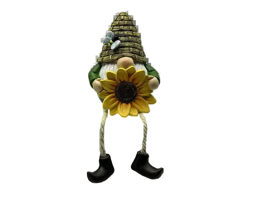 Gnome with Sunflower and Dangling Legs - Cloud Nine Stores
