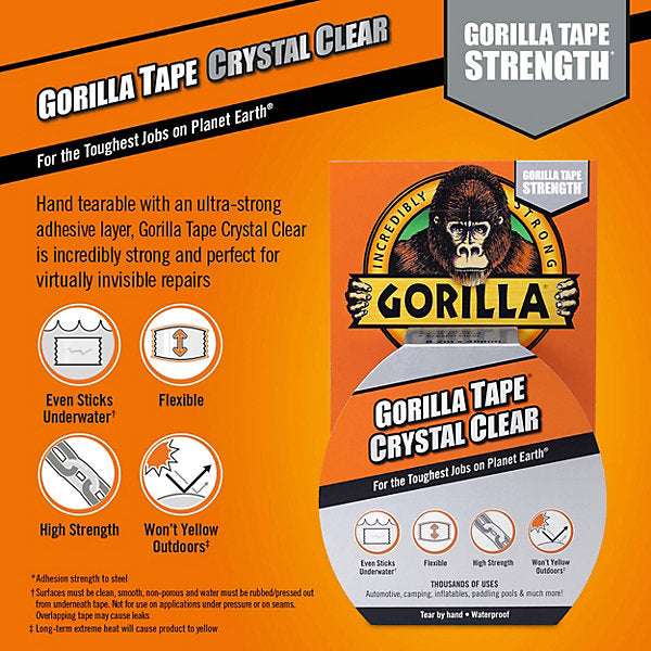 Gorilla Crystal clear Tape (L)8.2m (W)50mm Cloud Nine Stores