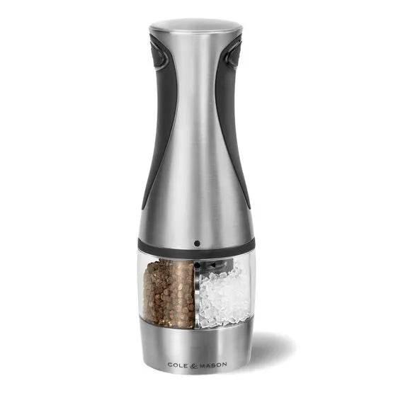 Cole & Mason Kew 2 In 1 Brushed Chrome / Acrylic Electronic Salt & Pepper Mill - Cloud Nine Stores