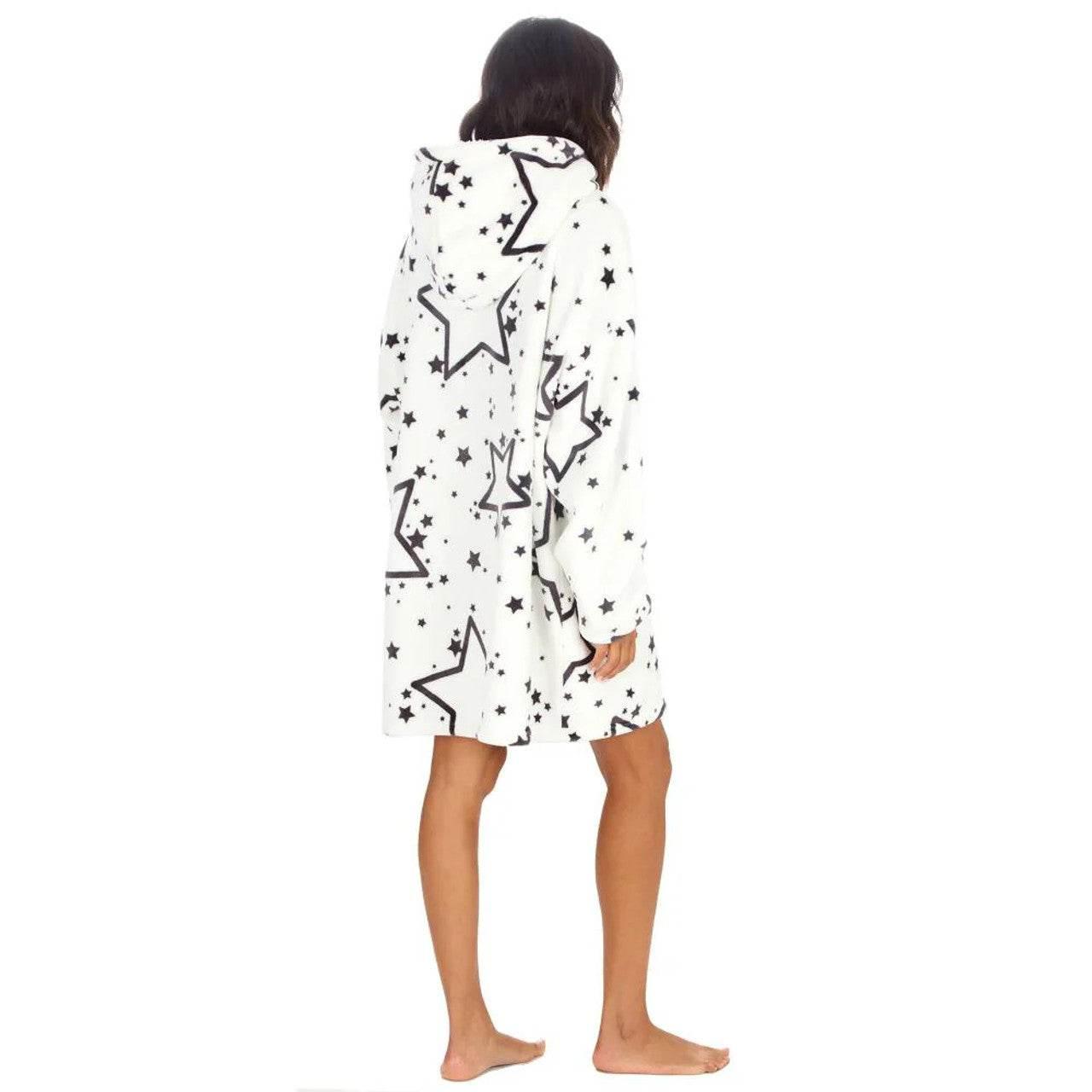 ADULTS STARS DESIGN PLUSH OVERSIZED HUGGABLE HOODIE - Cloud Nine Stores