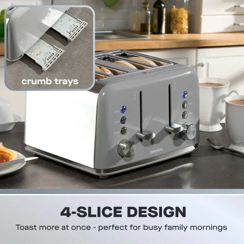 Daewoo Grey Kensington 4 Slice Toaster - Cloud Nine Stores Cloud Nine Stores